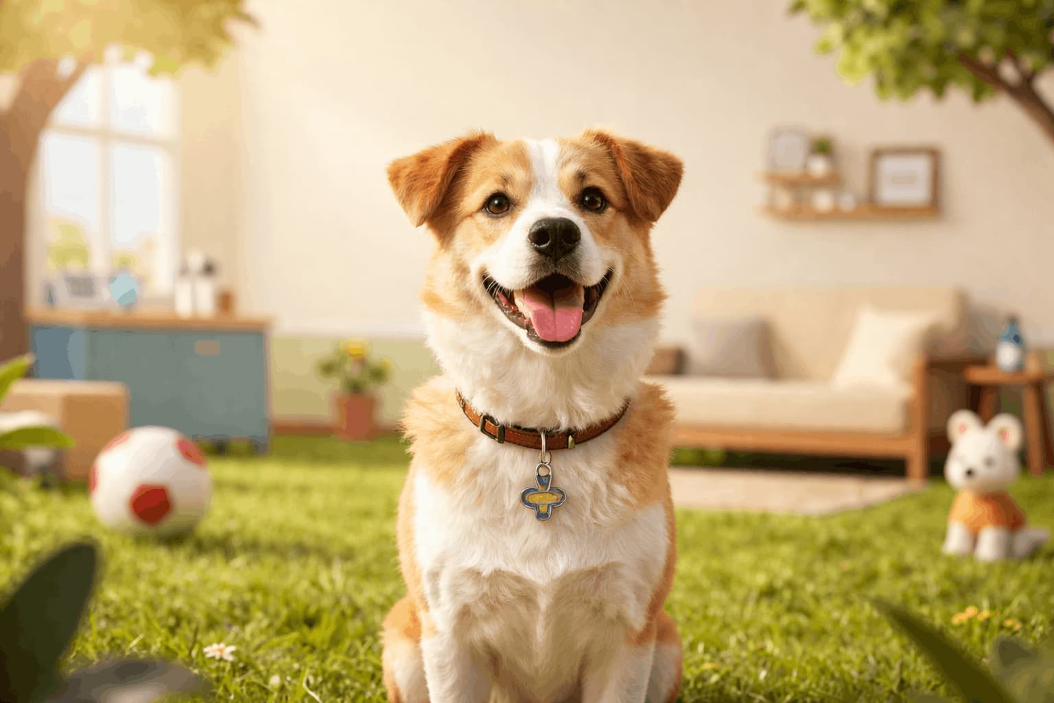 Happy dog with smart collar